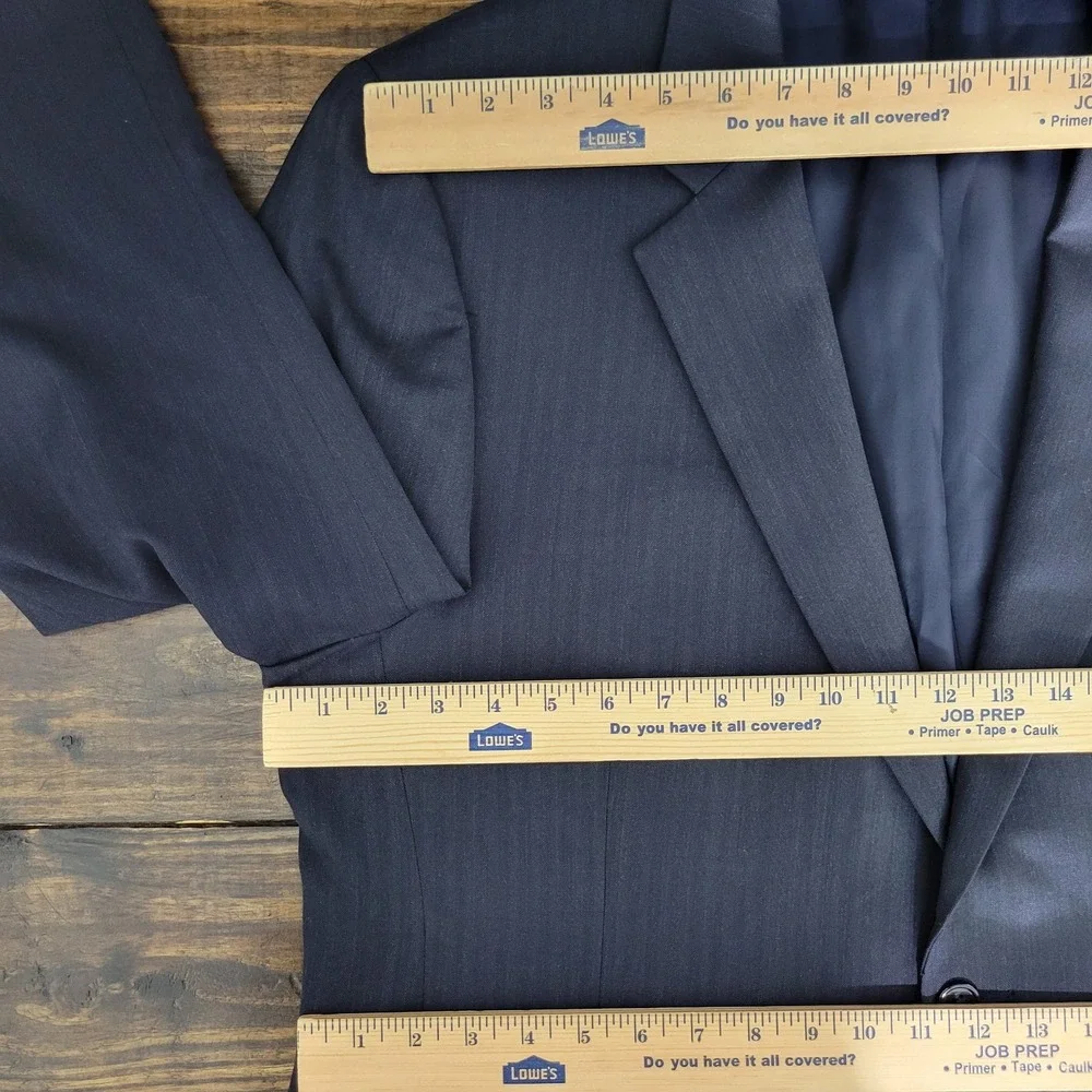 JOS A BANK Men's Sport‎ Coat Blazer Two Button Navy Herringbone Wool Size 46R